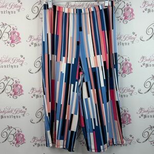 Antoine capri pants color block blue pink Striped Leggings with Pastel Hues